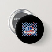 Amerikaanse vlag 4 juli Groovy Smiling Face Chec Ronde Button 5,7 Cm (Voorkant /achterkant)