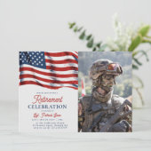 Amerikaanse vlag 4 juli Leger Foto Pensioen Kaart (Staand voorkant)