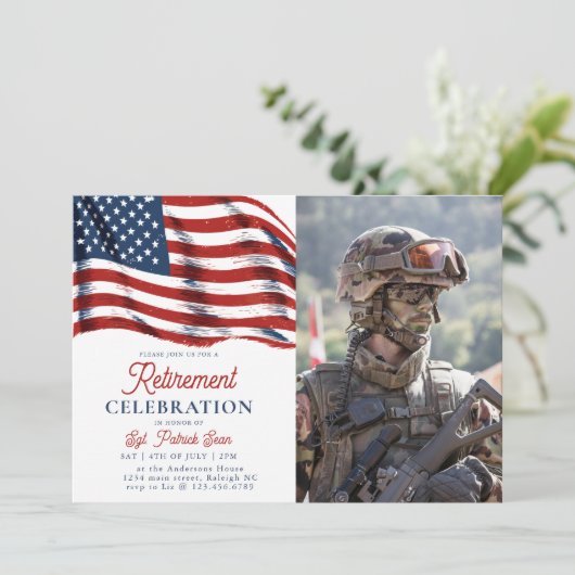 Amerikaanse vlag 4 juli Legerpensioen Kaart (Staand voorkant)