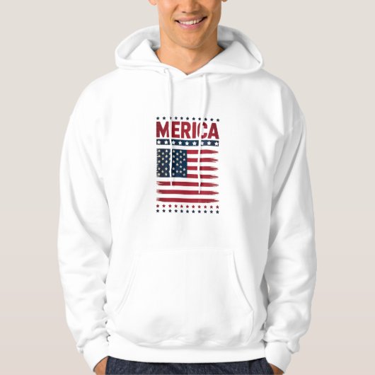 Amerikaanse Vlag 4 juli Merica Hoodie (Voorkant)