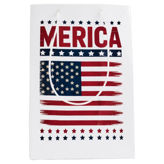 Amerikaanse Vlag 4 juli Merica Medium Cadeauzakje (Voorkant)