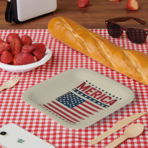 Amerikaanse Vlag 4 juli Merica Papieren Bordje