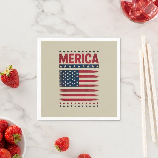 Amerikaanse Vlag 4 juli Merica Servet (Insitu)