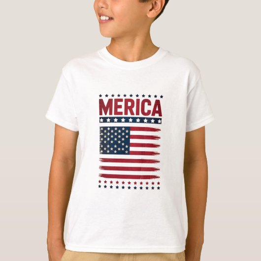 Amerikaanse Vlag 4 juli Merica T-shirt (Voorkant)