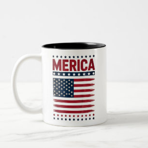 Amerikaanse Vlag 4 juli Merica Tweekleurige Koffiemok