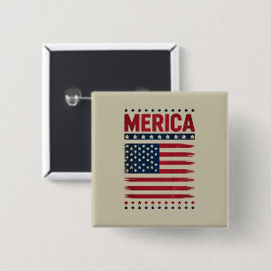 Amerikaanse Vlag 4 juli Merica Vierkante Button 5,1 Cm