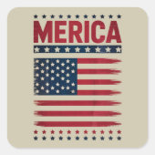 Amerikaanse Vlag 4 juli Merica Vierkante Sticker (Voorkant)