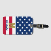 Amerikaanse vlag | 4 juli | Naam & Monogram Bagagelabel (Voorkant (horizontaal))
