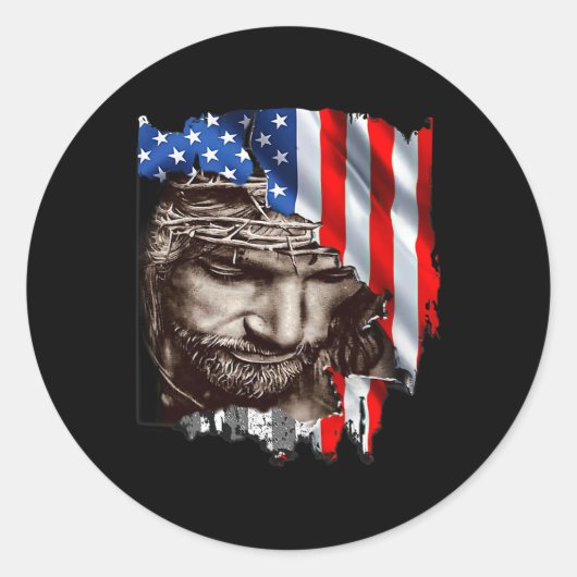 Amerikaanse vlag 4 juli Onafhankelijkheidsdag Patr Ronde Sticker (Voorkant)