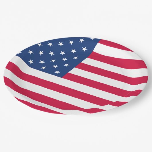 Amerikaanse vlag | 4 juli papieren bordje (Gekanteld)