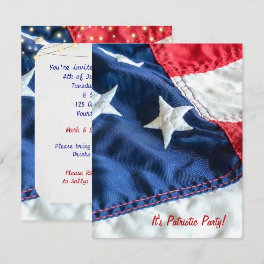 Amerikaanse vlag-4 juli partij kaart (Voorkant / Achterkant)