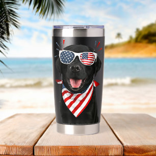 Amerikaanse vlag 4 juli Patriottisch Amerikaans zw Geïsoleerde Drinkbeker