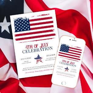 Amerikaanse Vlag 4 juli Patriottisch BBQ-feest Kaart