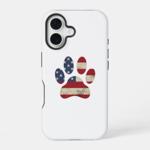 Amerikaanse vlag 4 juli Paw Print Patriotic iPhone 16 Hoesje