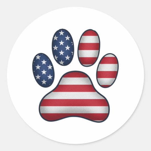 Amerikaanse vlag 4 juli Paw Print Patriotic Ronde Sticker (Voorkant)