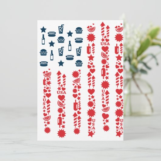 amerikaanse vlag 4 juli picknick kaart (Staand voorkant)