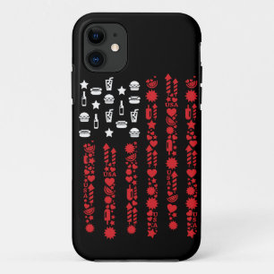 amerikaanse vlag 4 juli picknick vuurwerk wit Case-Mate iPhone case