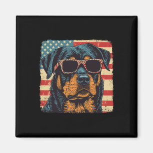 Amerikaanse vlag 4 juli Rottweiler Dog Art Magneet