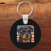 Amerikaanse vlag 4 juli Rottweiler Dog Art Sleutelhanger (Voorkant)