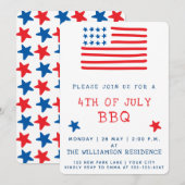 Amerikaanse vlag | 4 juli Uitnodiging BBQ (Voorkant / Achterkant)