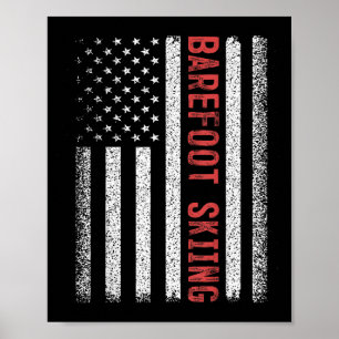 Amerikaanse Vlag 4 juli waterskiën op blote voeten Poster