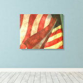 Amerikaanse vlag (4 panelen) Gewikkeld Canvas (Insitu (Houten vloer))