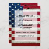 Amerikaanse vlag 4de juli partij nodigt uit kaart (Voorkant / Achterkant)