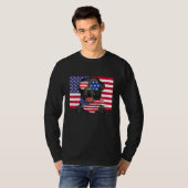 Amerikaanse vlag 4e juli Black Labrador Dad Ma D T-shirt (Voorkant volledig)