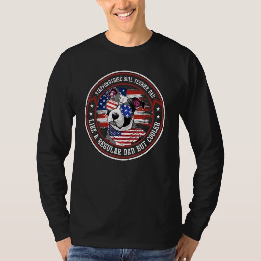 Amerikaanse vlag 4e juli Staffordshire Bull Terri T-shirt (Voorkant)