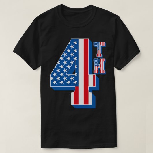 Amerikaanse vlag 4e tekst t-shirt (Design voorkant)