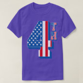  Amerikaanse vlag 4e tekst T-shirt (Design voorkant)