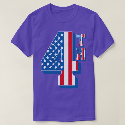  Amerikaanse vlag 4e tekst T-shirt (Design voorkant)