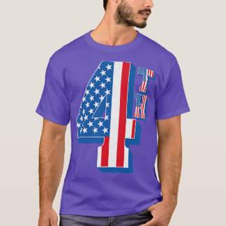  Amerikaanse vlag 4e tekst T-shirt