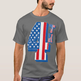  Amerikaanse vlag 4e tekst T-shirt