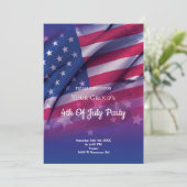 Amerikaanse vlag 4e uitnodiging van juli (Staand voorkant)