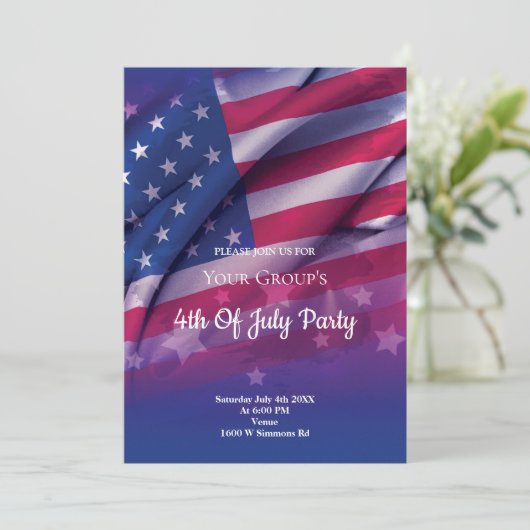 Amerikaanse vlag 4e uitnodiging van juli (Staand voorkant)
