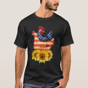 Amerikaanse vlag 4e van Chicken Farm Animal Farmer T-shirt
