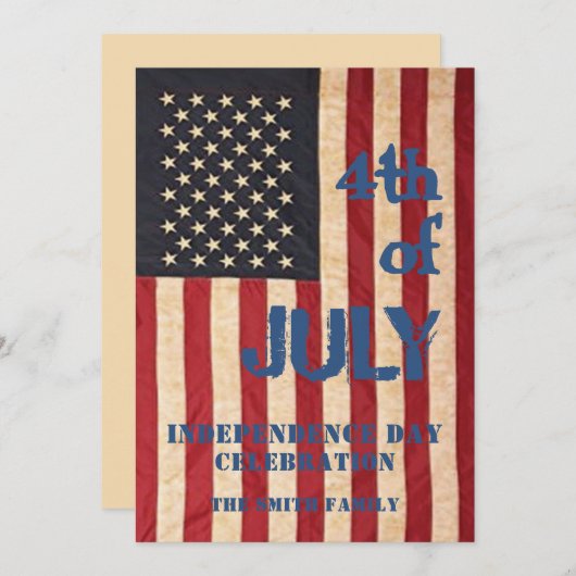 -Amerikaanse vlag 4e van JULY Celebration Kaart (Voorkant / Achterkant)