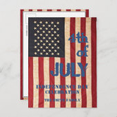 -Amerikaanse vlag 4e van JULY Celebration Uitnodiging Briefkaart (Voorkant / Achterkant)