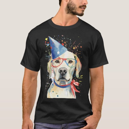 Amerikaanse vlag 4th of July USA Patriottische Lab T-shirt (Voorkant)