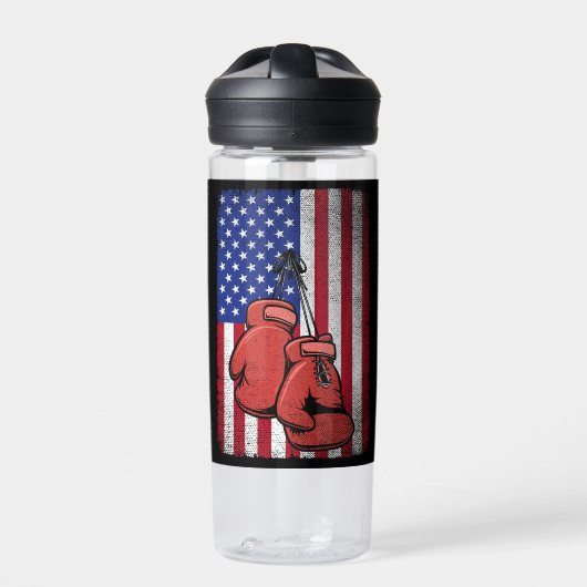 Amerikaanse vlag 4th van juli Boksen Waterfles (Voorkant)