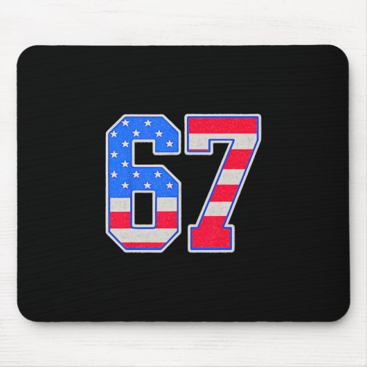 Amerikaanse Vlag 67 Zes Zeven Meme Muismat (Voorkant)