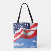 Amerikaanse vlag aan de hemel tote bag (Achterkant)