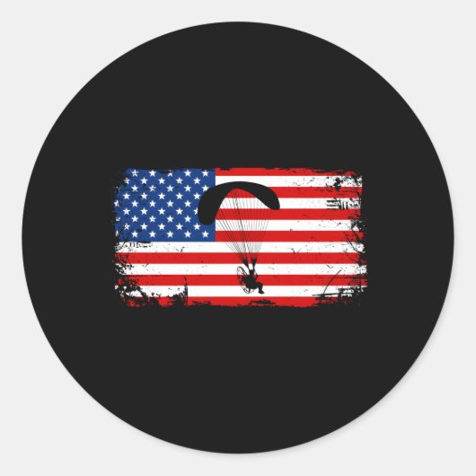 Amerikaanse vlag aangedreven paragliding paramotor ronde sticker (Voorkant)