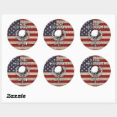 Amerikaanse Vlag Aangepast Monogram Ontwerp Ronde Sticker (Vel)