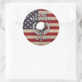 Amerikaanse Vlag Aangepast Monogram Ontwerp Ronde Sticker (Tas)
