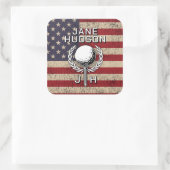Amerikaanse Vlag Aangepast Monogram Ontwerp Vierkante Sticker (Tas)