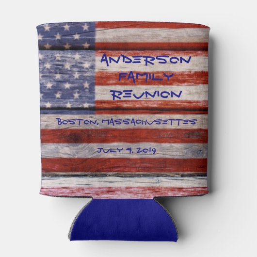 Amerikaanse vlag, aangepaste familie reünie blikjeskoeler (Achterkant)