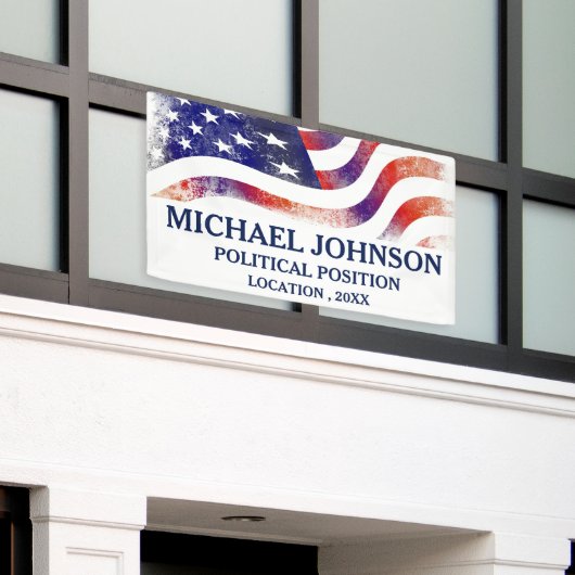 Amerikaanse Vlag Aangepaste Politieke Campagne Ver Spandoek (Buitenkant Gebouw)
