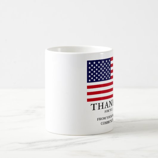 Amerikaanse Vlag aangepaste tekst Bedankt Koffiemok (Center)